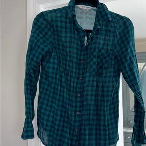 Womens S Plaid Button Up